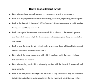 How to Read a Research Article Notes