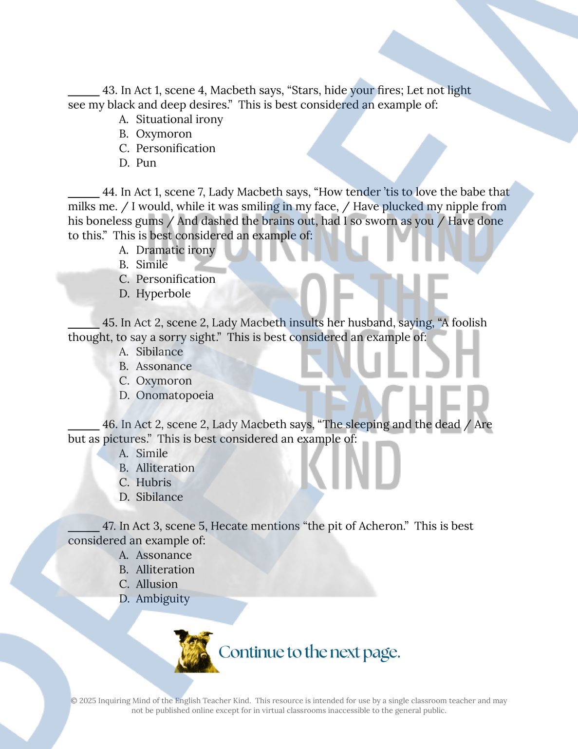 Macbeth Summative Test and Answer Key | Made By Teachers