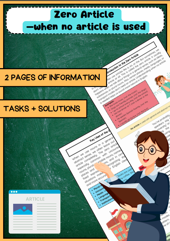 Zero Article: General, Plural, and Abstract Nouns