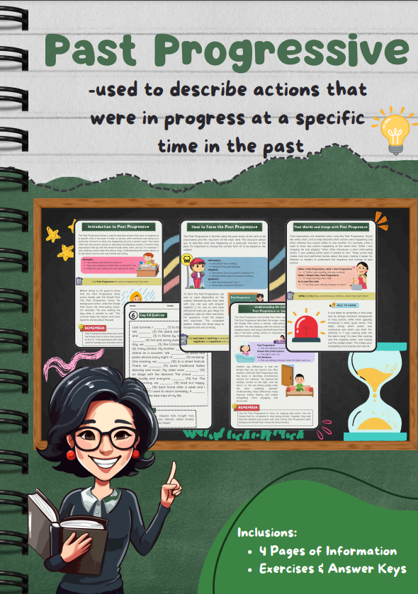 Past progressive: formation, tenses, use