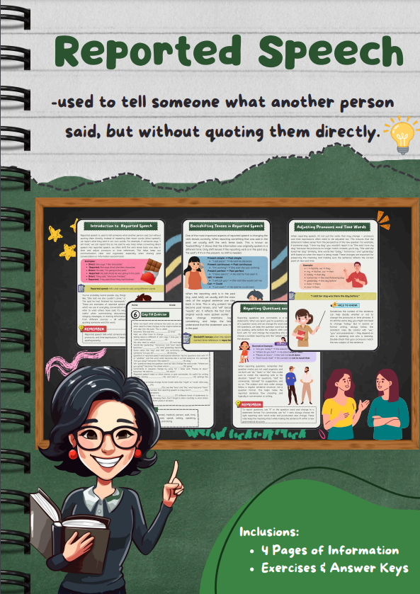 Reported speech: Tenses, pronouns, time