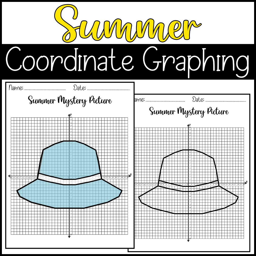 Summer Coordinate Graphing Picture Hat End of the Year Math Activity