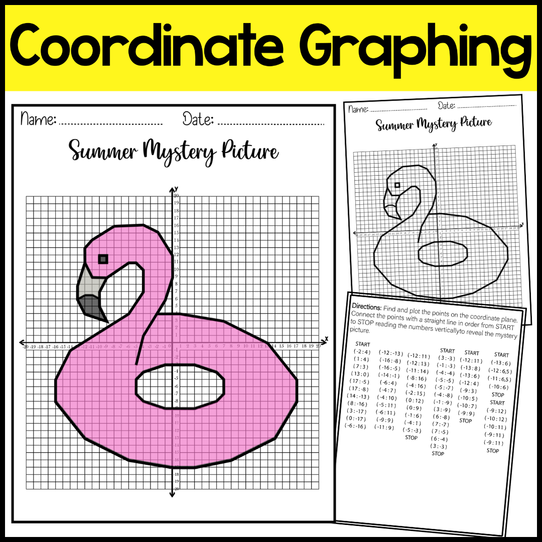 Summer Coordinate Graphing Picture End of the Year Math Activity