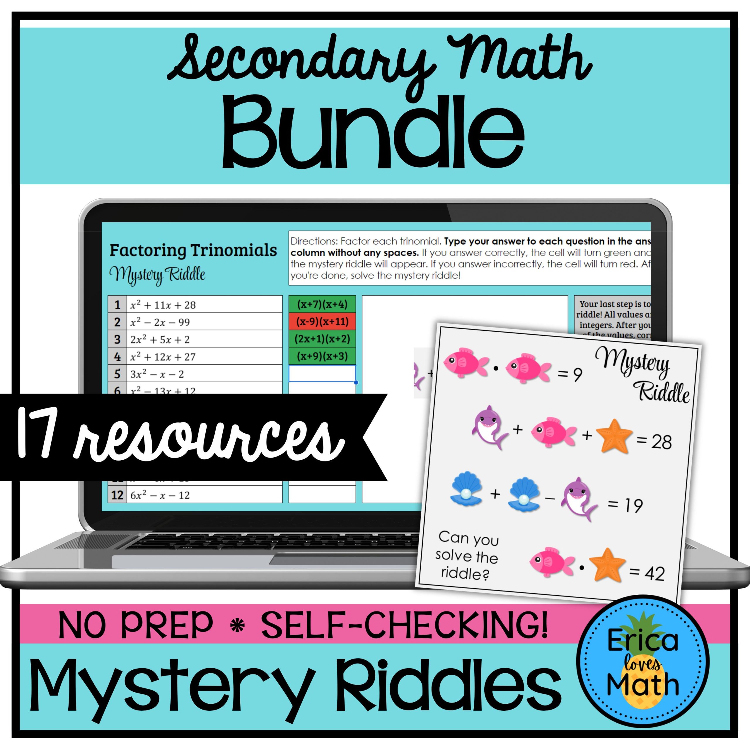 Mystery Riddle Digital Activity Bundle for Secondary Math