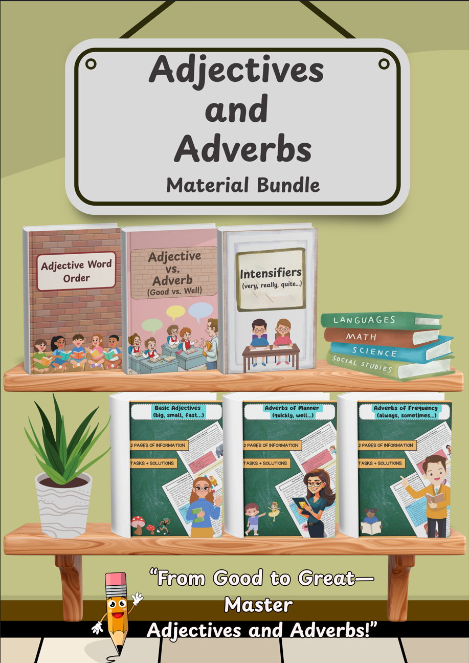 Title: Adjectives & Adverbs Grammar Bundle – Word Order, Frequency, Manner