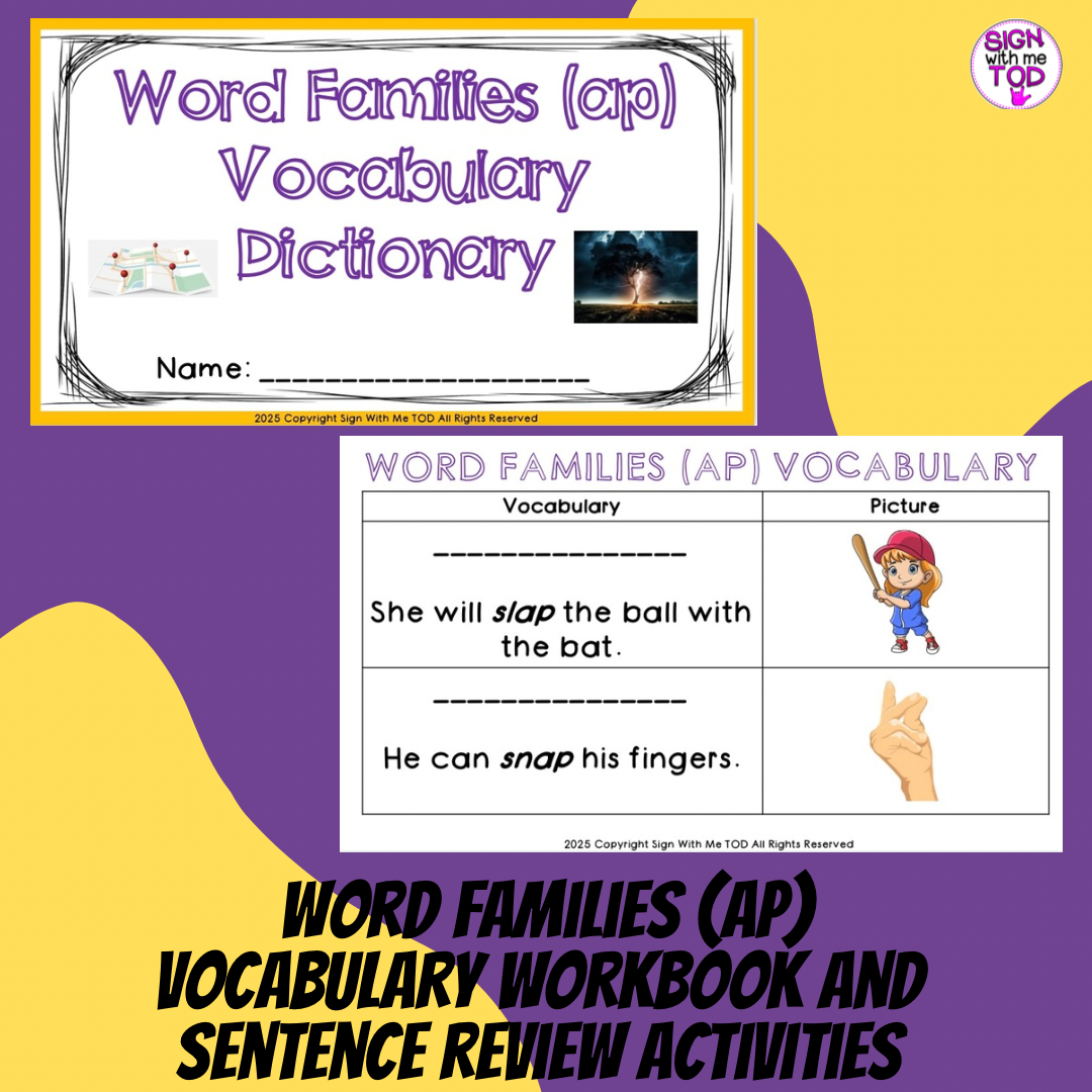 Word Families (ap) Vocabulary Workbook and Sentence Review