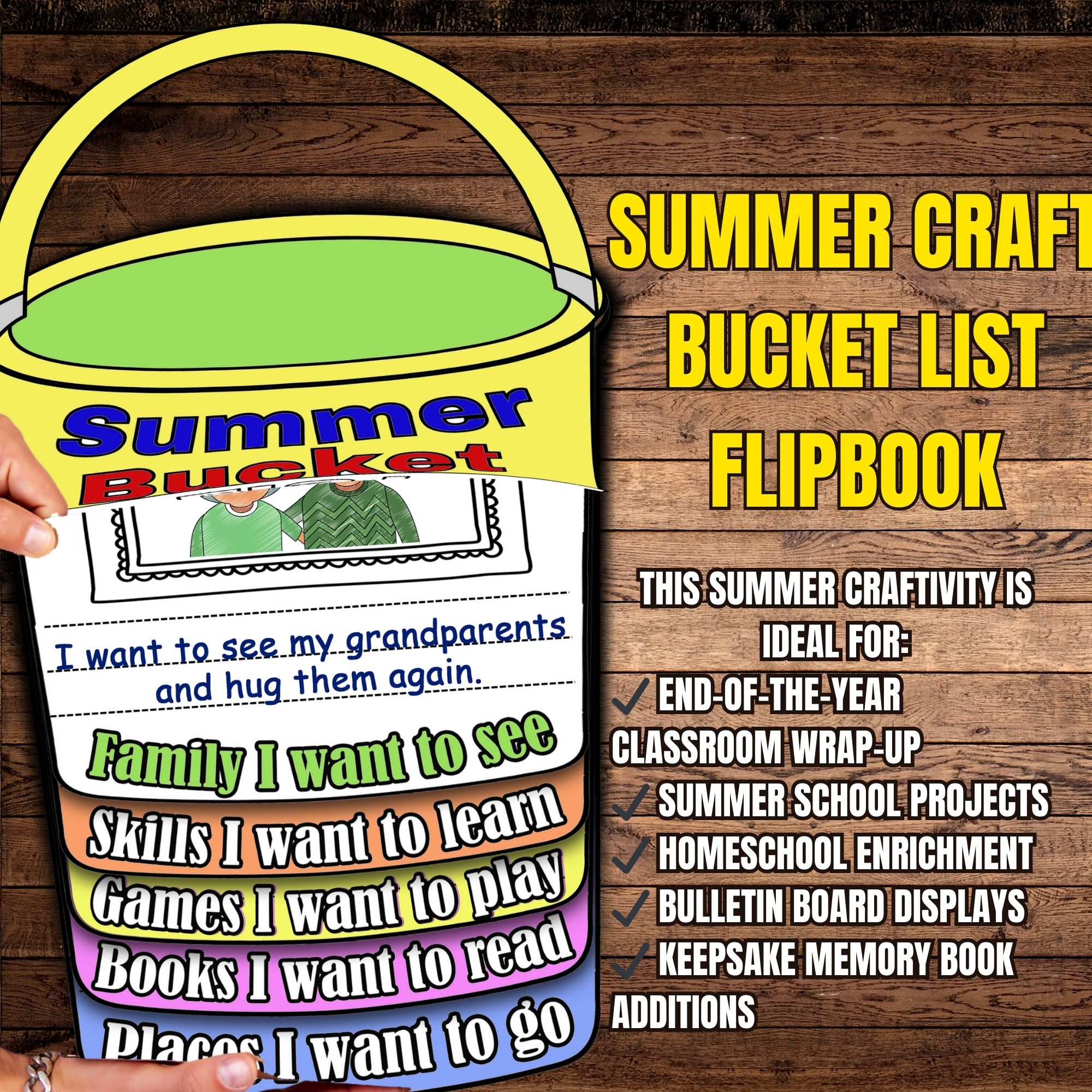 Summer Craft Bucket List Flipbook |End of Year school or Summer Writing Activity