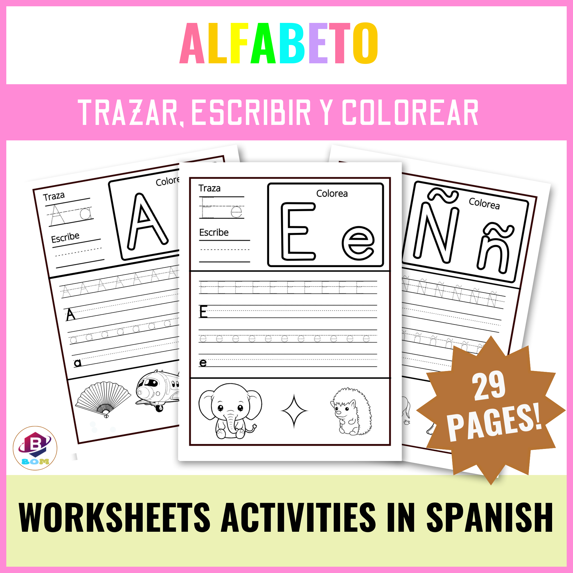 Abecedario Completo en Español | Actividades de Trazar, Escribir y Colorear