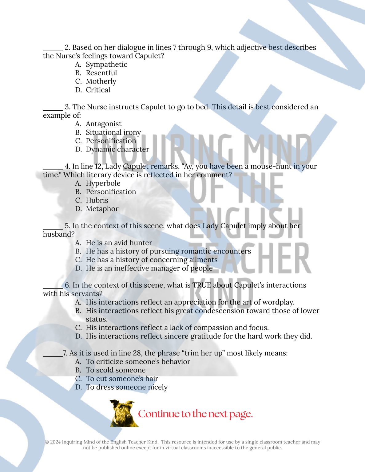 Romeo and Juliet Act 4 Scene 4 Close Reading Analysis Worksheet and Key ...