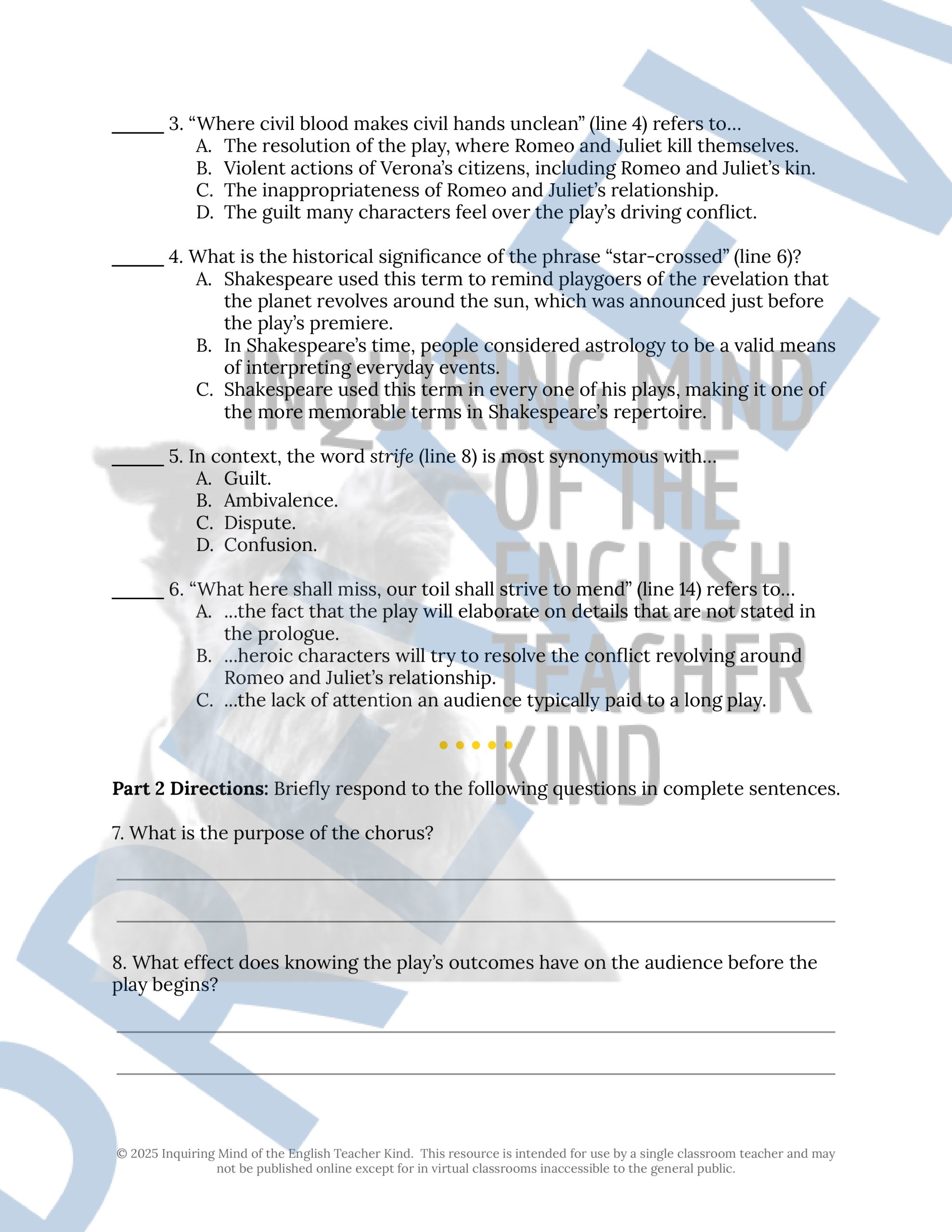Romeo and Juliet Close Reading Analysis Activities | Shakespeare ...