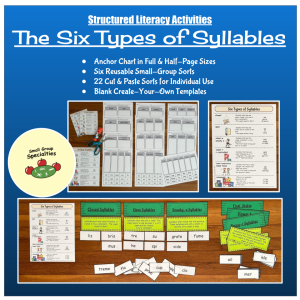Six Types of Syllables Sorting Activities