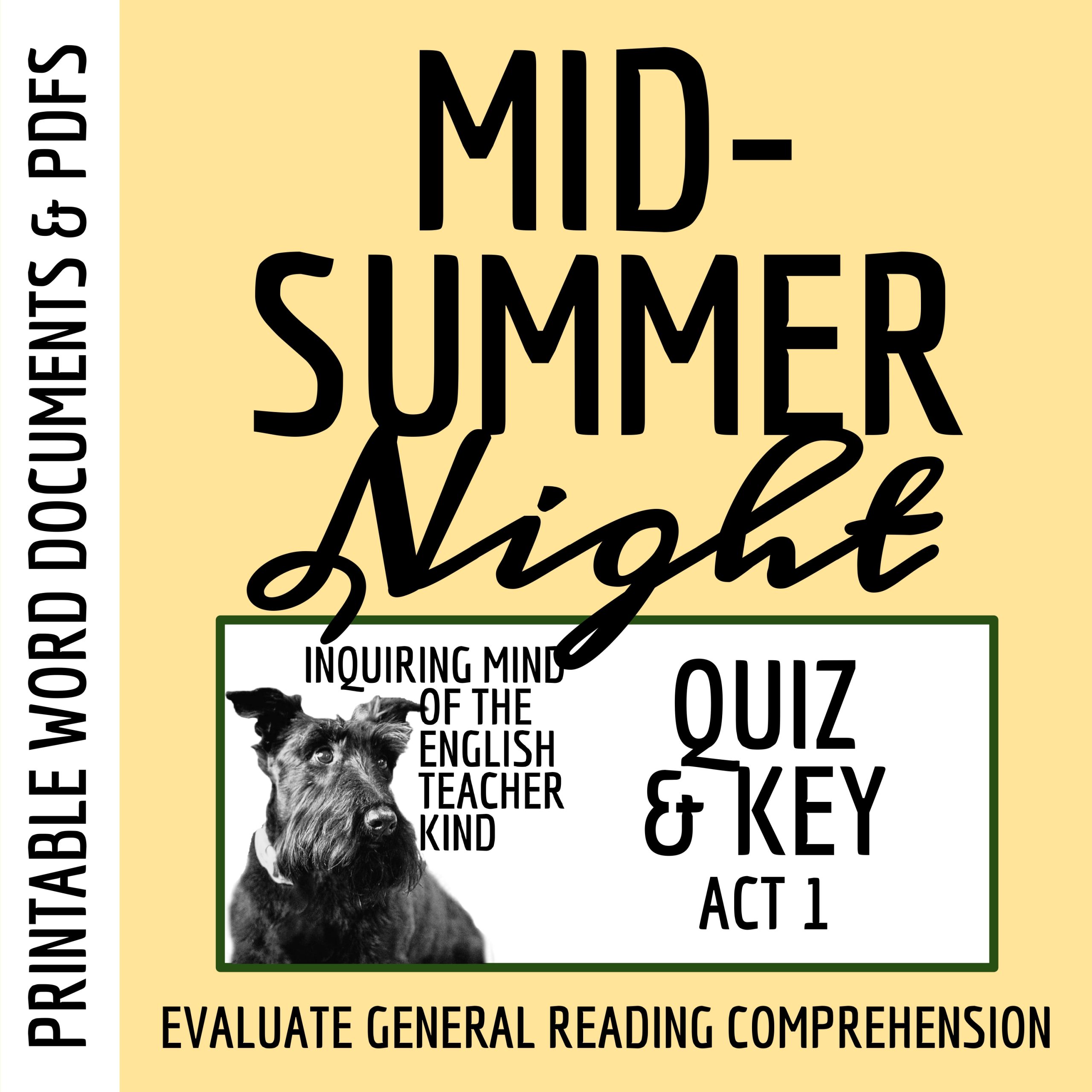 Shakespeare's A Midsummer Night's Dream Act 1 Quiz and Answer Key