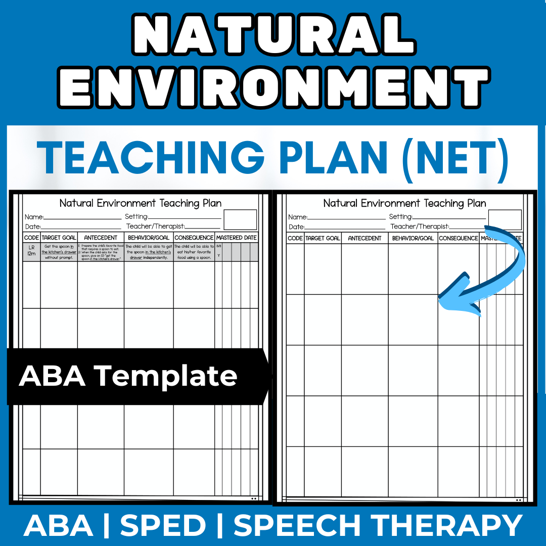 ABA NET Plan Template | Natural Environment Teaching | Special Education