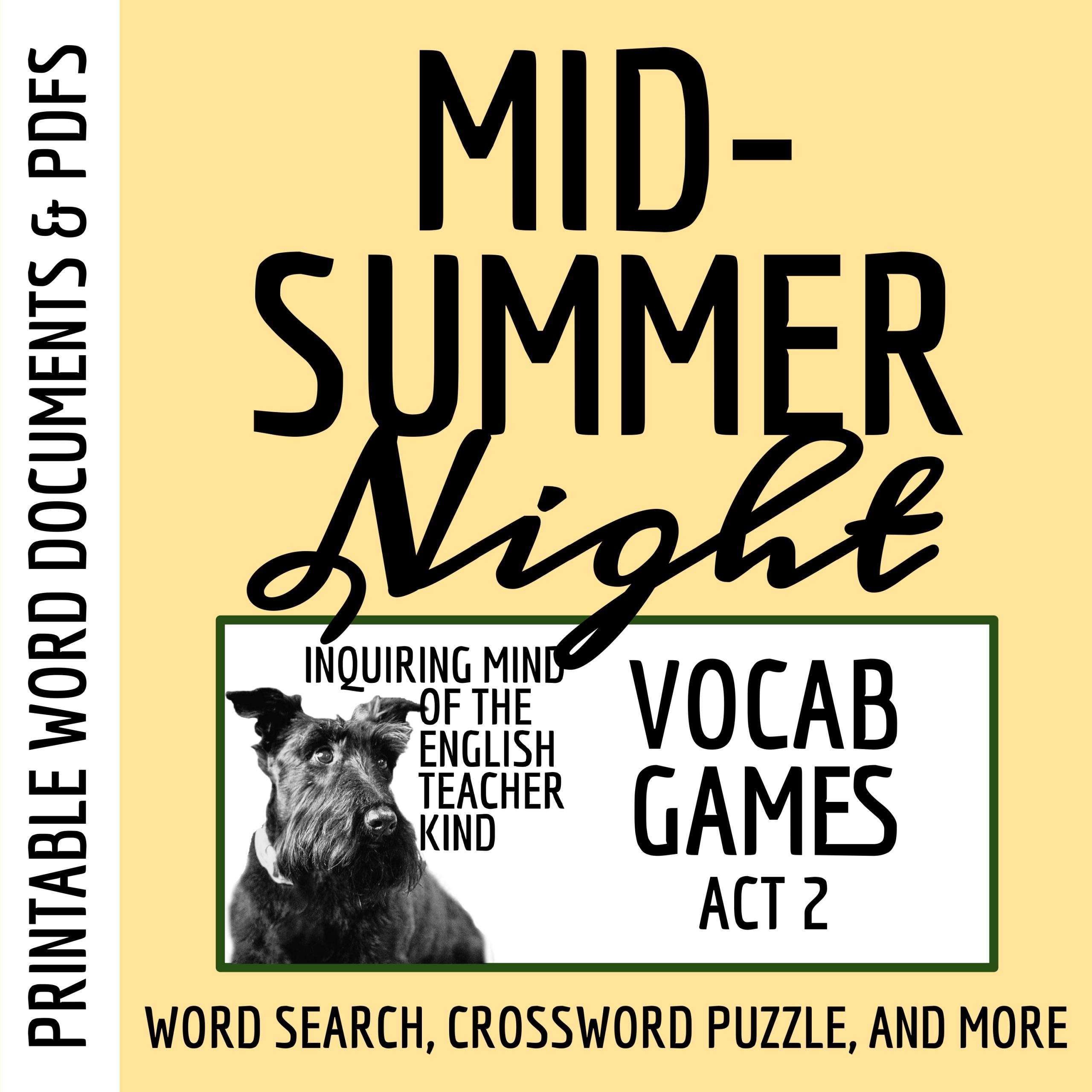 Shakespeare's A Midsummer Night's Dream Act 2 Vocabulary Games for High School