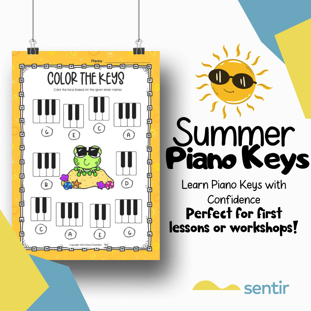 Summer Piano Key Worksheets – Keyboard Practice & Black-Key Games | No prep