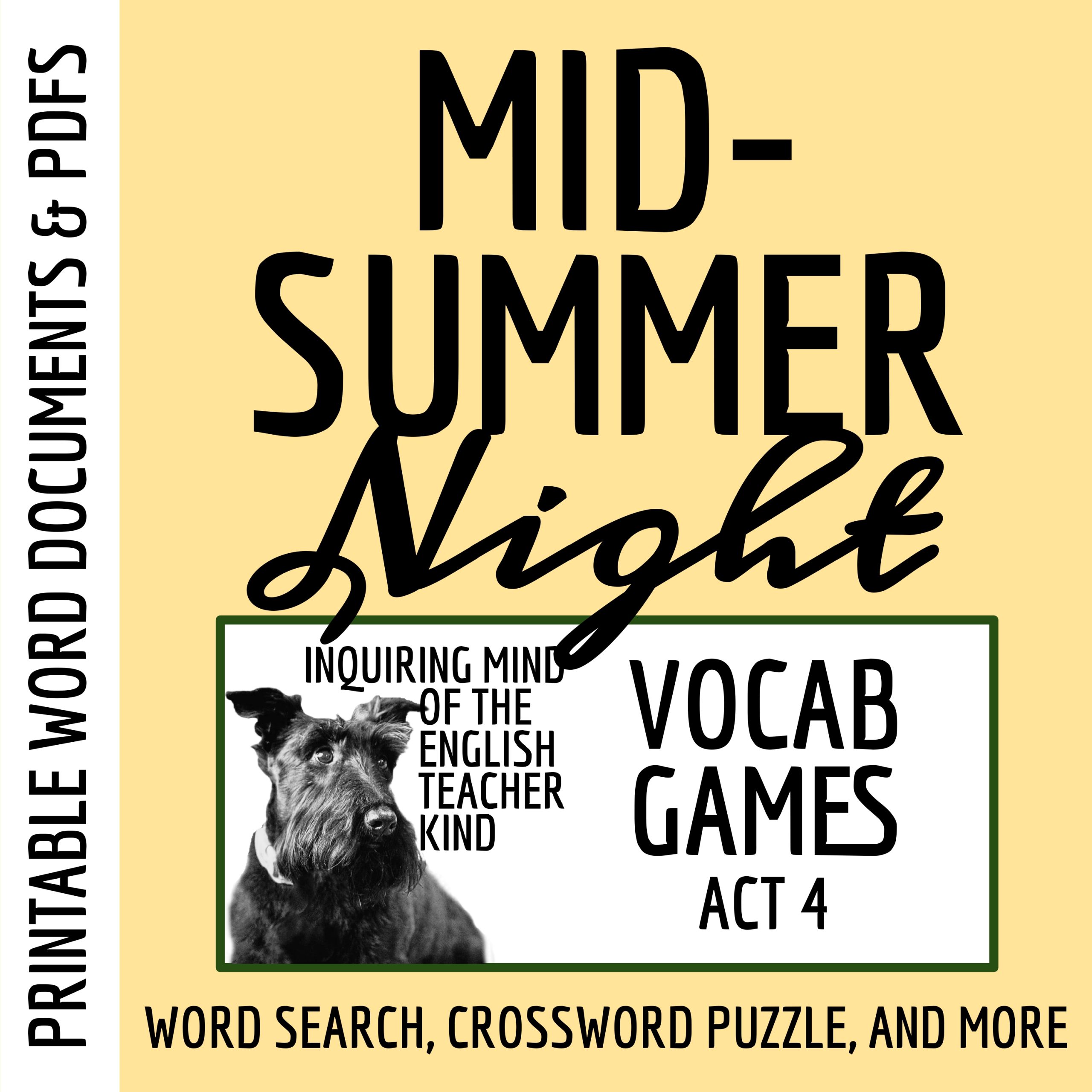 Shakespeare's A Midsummer Night's Dream Act 4 Vocabulary Games for High School