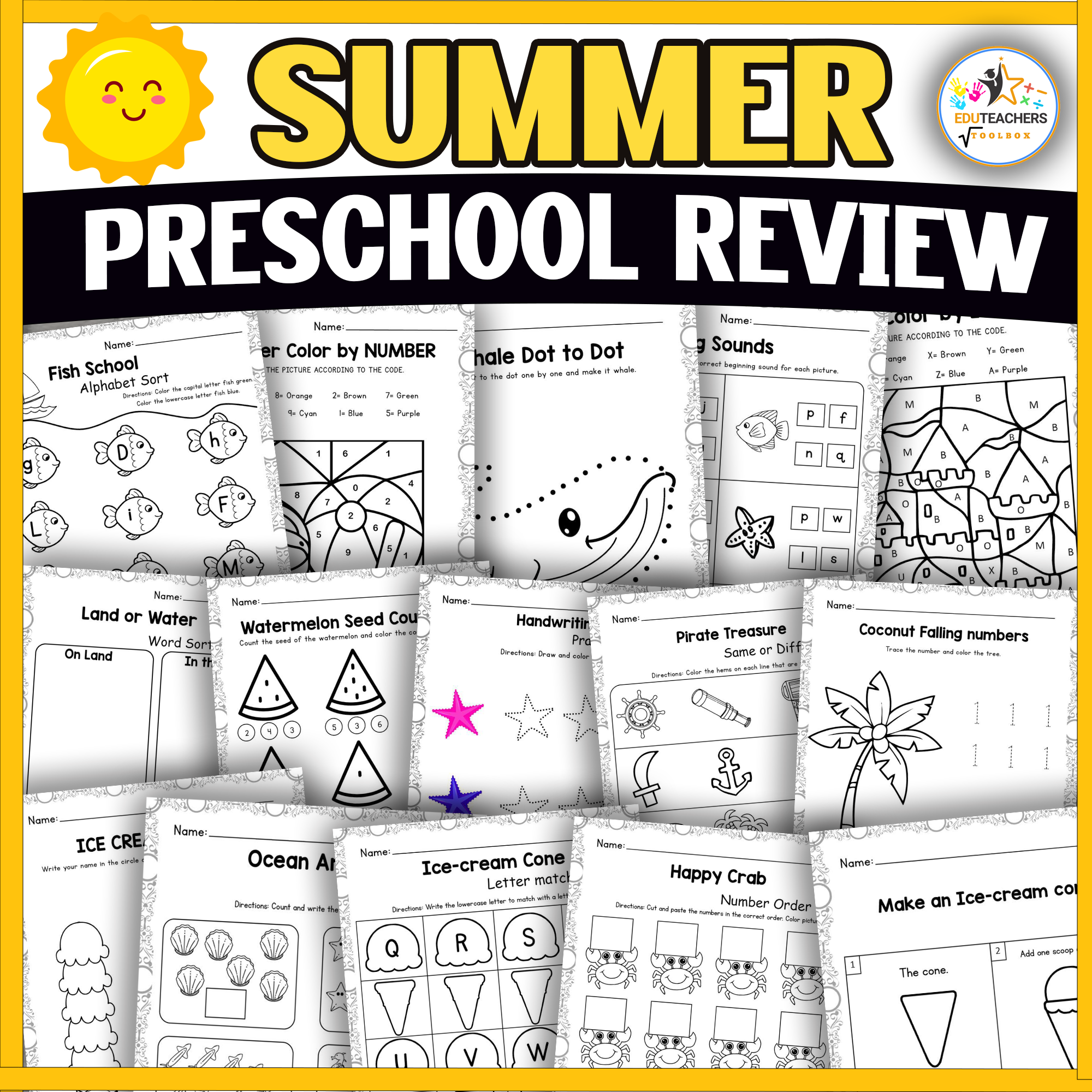 Summer Preschool Review Pack | Skills Activities & Worksheets for Early Learners