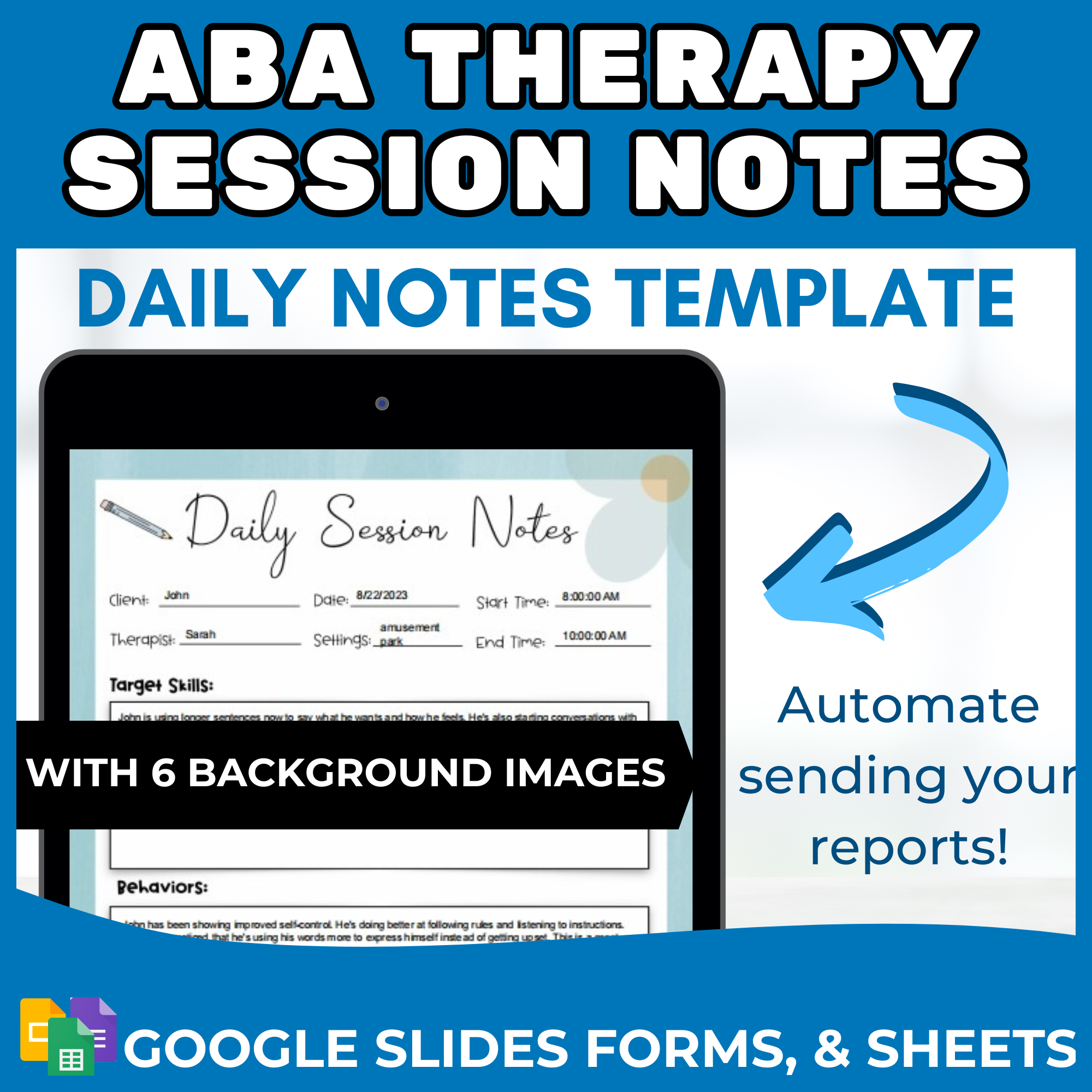 ABA Therapy Daily Session Notes Template for Parent Communication ...