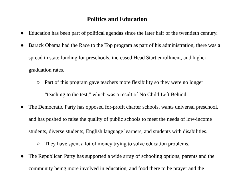 Politics and Education Notes
