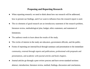 Proposing and Reporting Research Notes