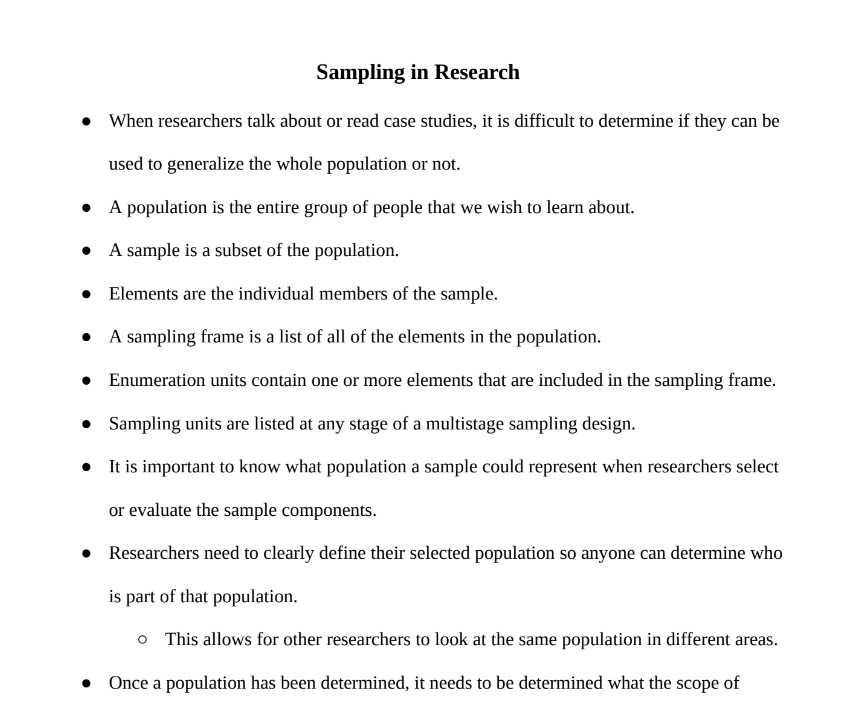 Sampling in Research Notes