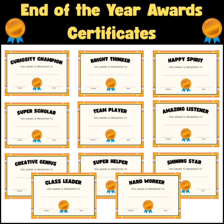 End-of-Year Student Award Certificates – 30 Fun & Positive Designs for ...