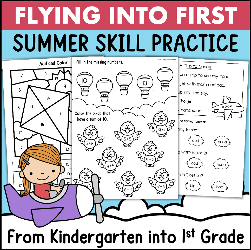 Kindergarten into 1st Grade Summer Bridge Packet End of Year Summer Review