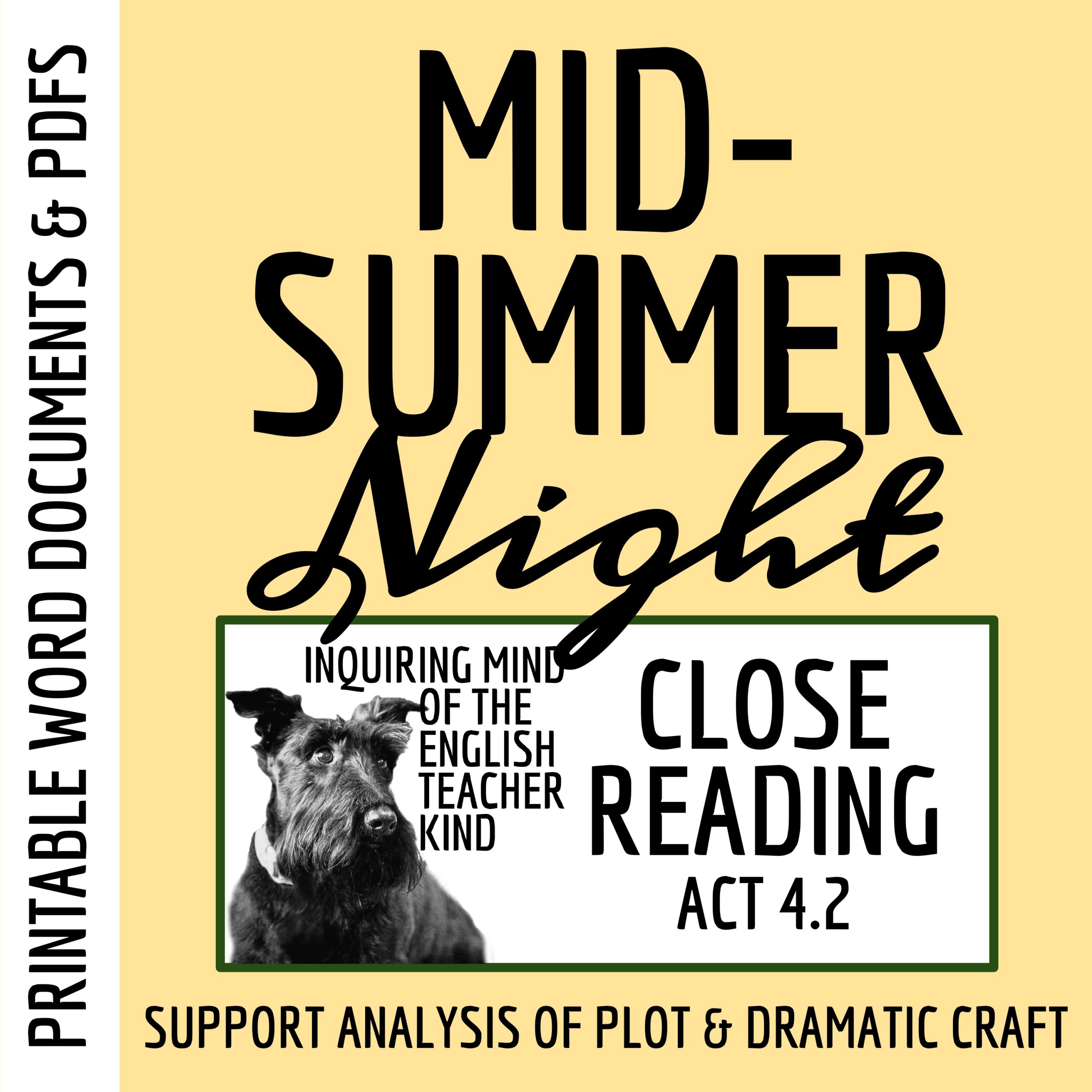 A Midsummer Night's Dream Act 4 Scene 2 Close Reading Analysis Worksheet