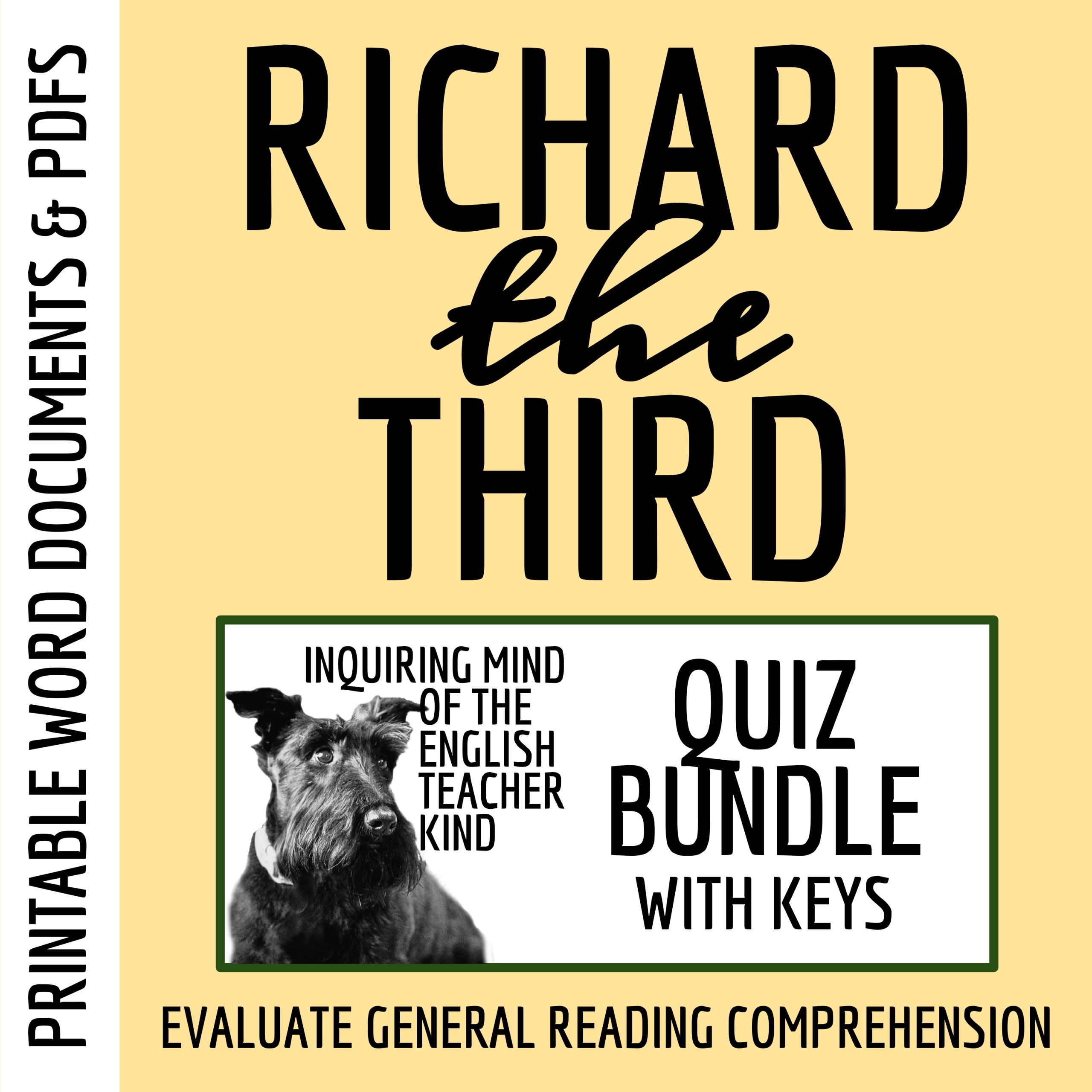 Shakespeare's Tragedy of Richard III Quiz and Answer Key Bundle for High School
