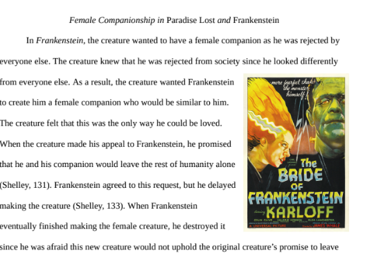 Female Companionship in Paradise Lost and Frankenstein