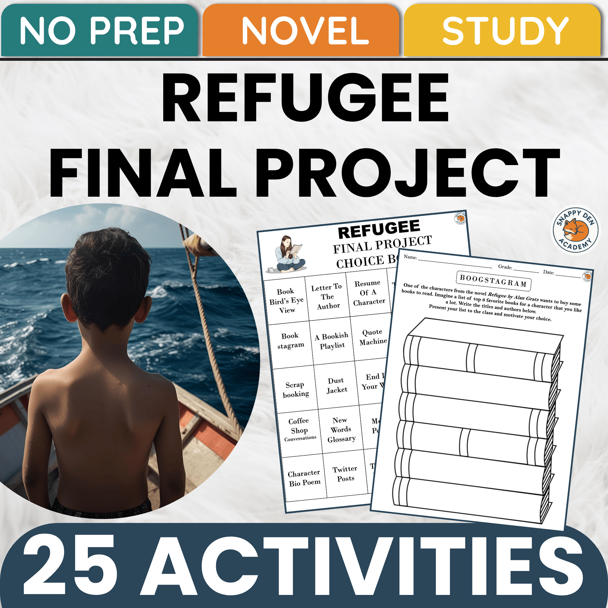 Refugee by Alan Gratz Project Novel Study Choice Board End of Unit Activities