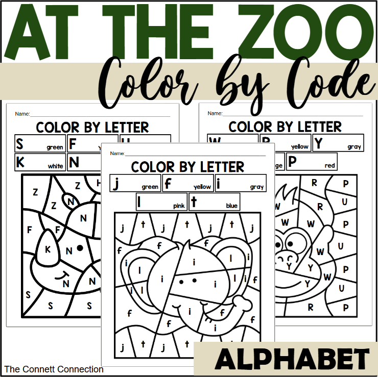 Zoo Alphabet Color by Code Worksheets