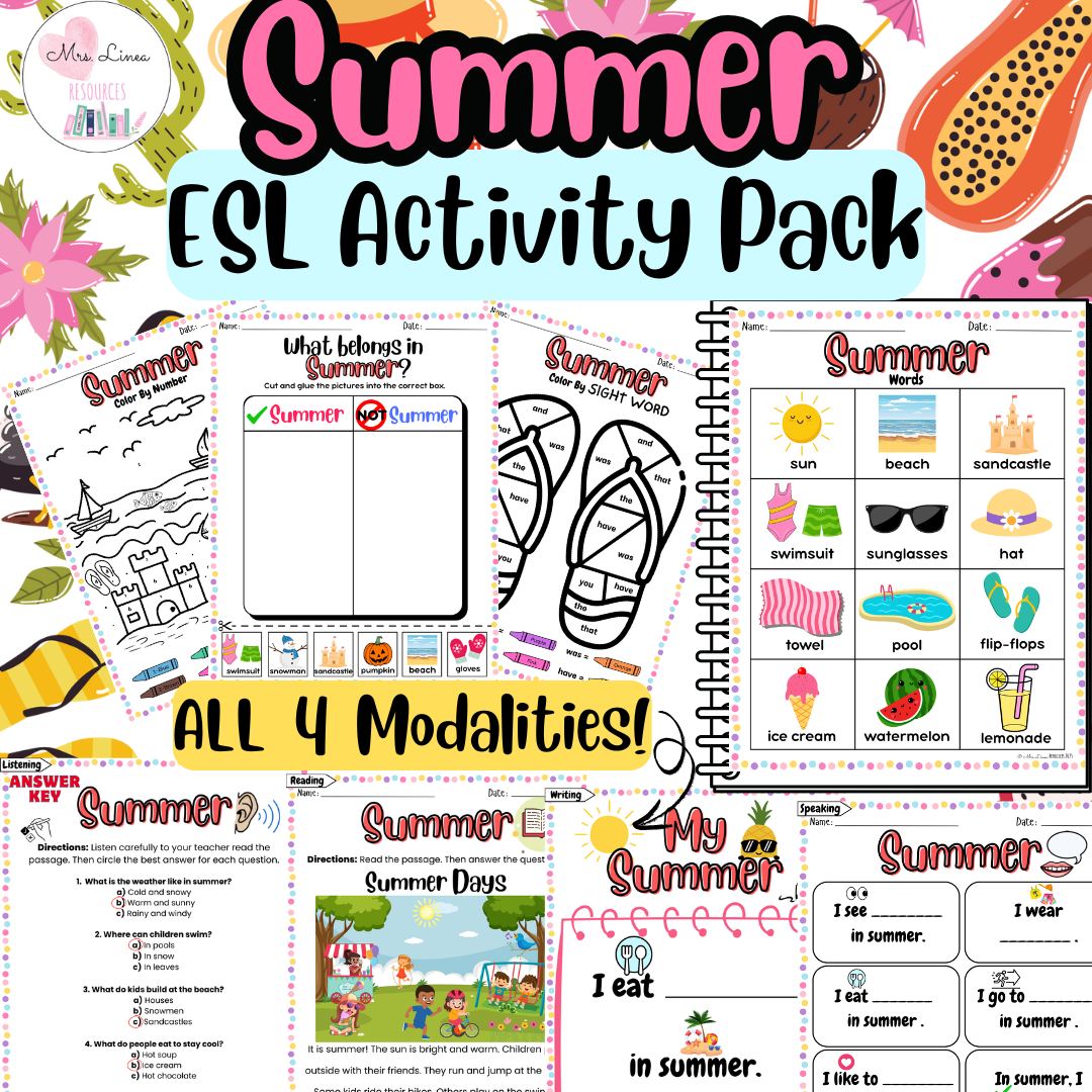 ALL ABOUT SUMMER! | ELA FUN ACTIVITY PACKET | ESL/ELL