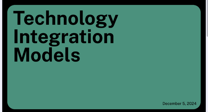 Technology Integration Models Action Plan Presentation