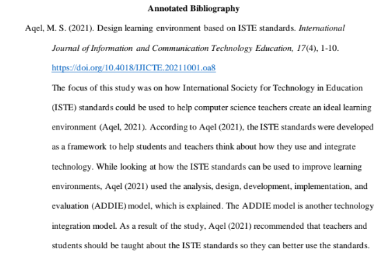 Technology Integration Models Annotated Bibliography