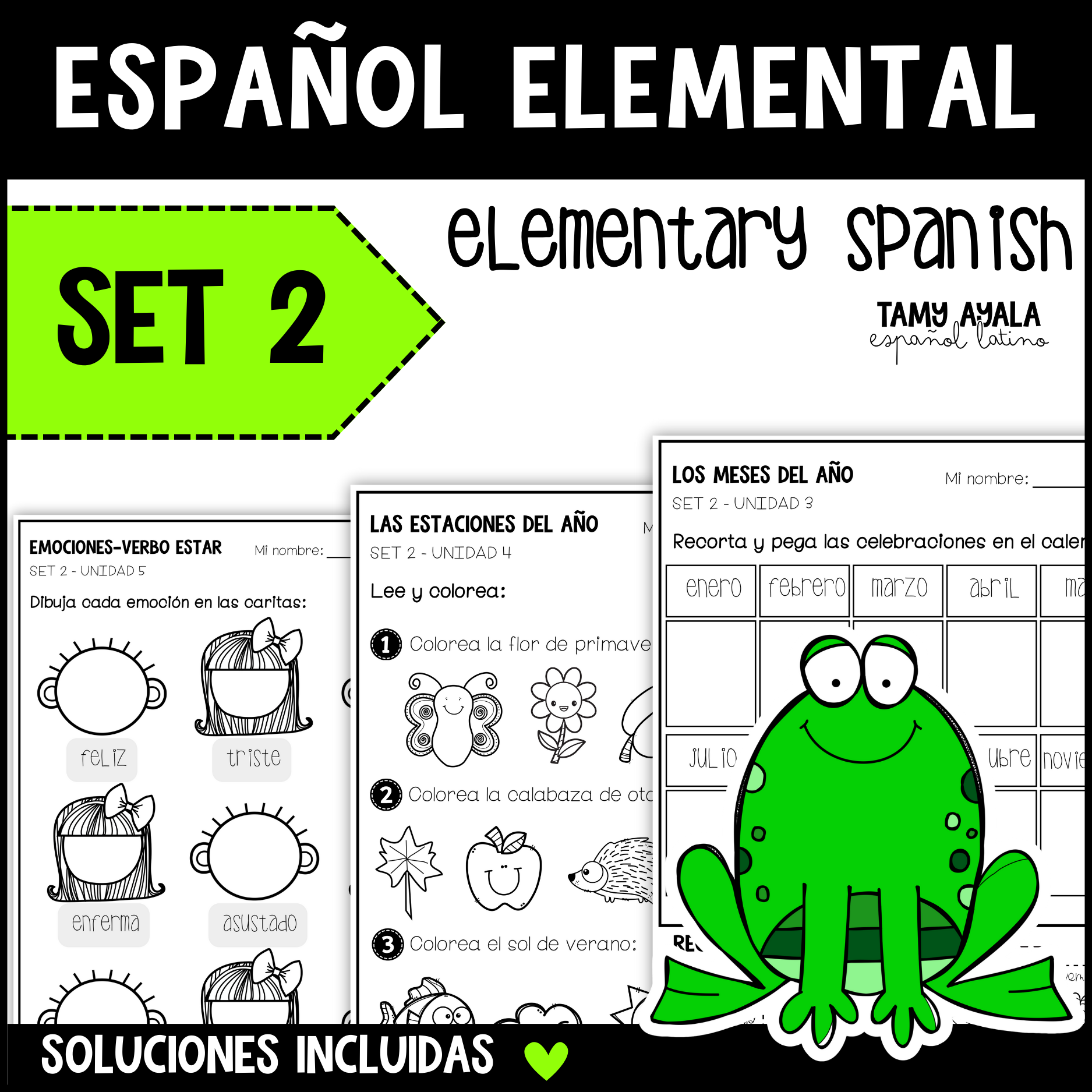 Summer Spanish Review Packet (SET 2) - Elementary Spanish No Prep Worksheets