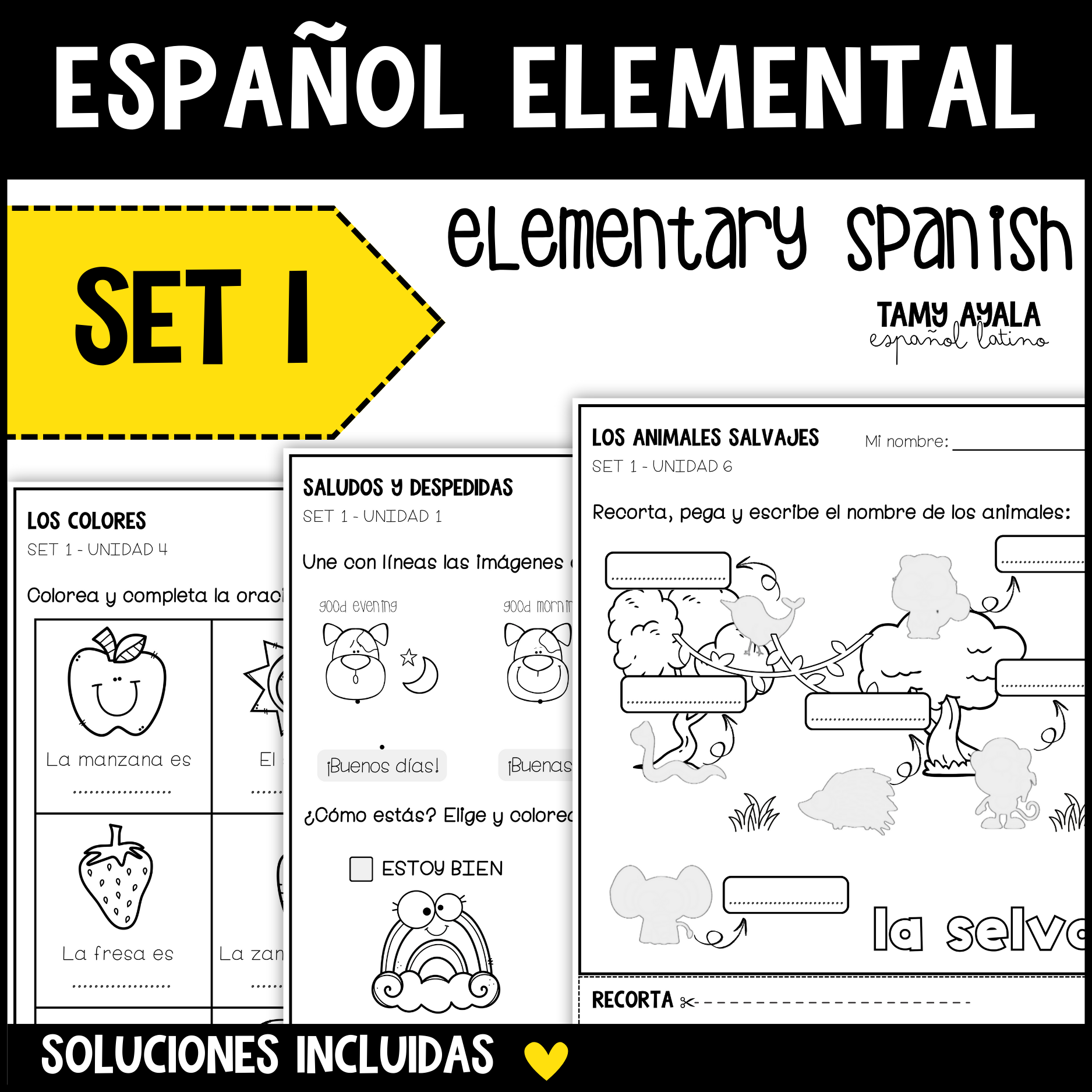 Summer Spanish Review Packet (SET 1) - Elementary Spanish No Prep Worksheets