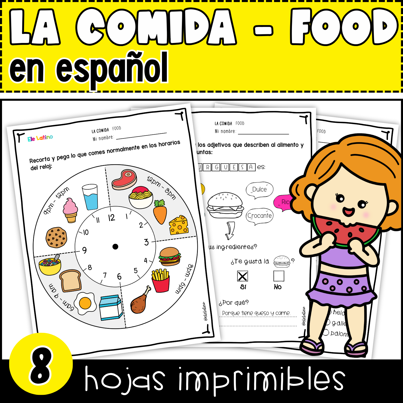 La Comida Actividades en Español + Flashcards - Food Activities in Spanish
