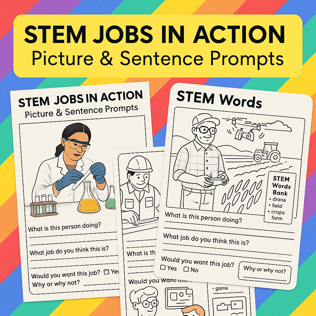 STEM Jobs in Action | Writing Prompts with Realistic Pictures & Google Slides