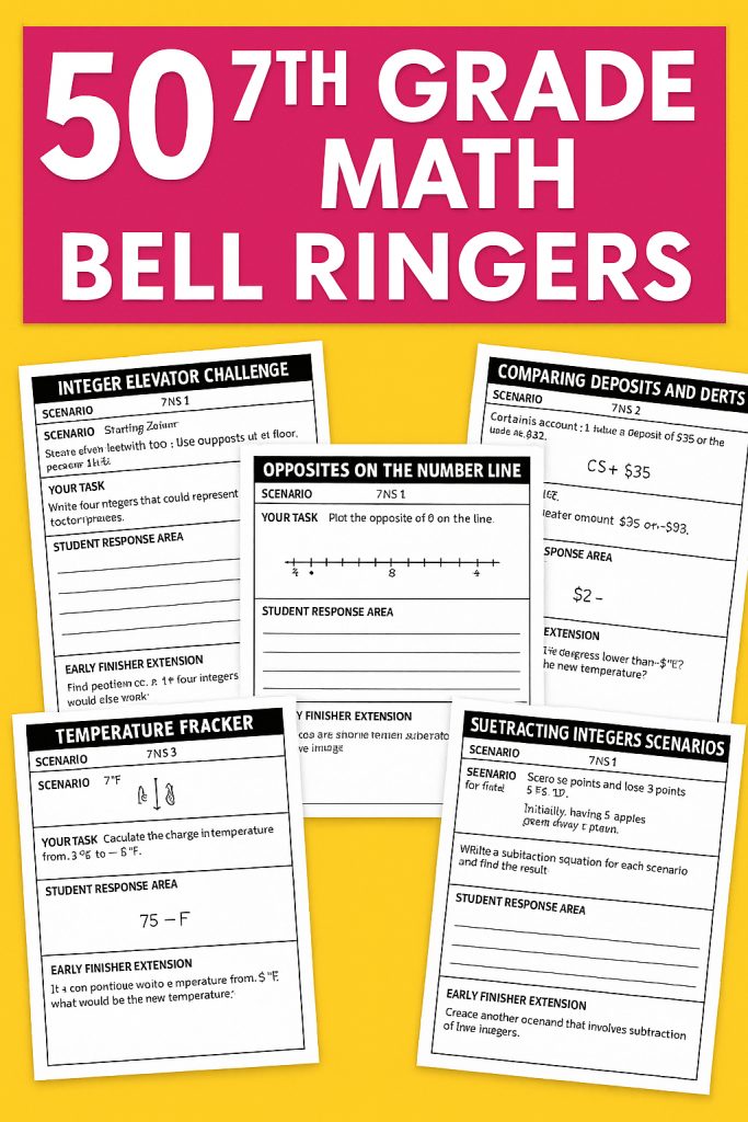 50 No-Prep 7th Grade Math Bell Ringers | Daily Warm-Ups- Standards ...