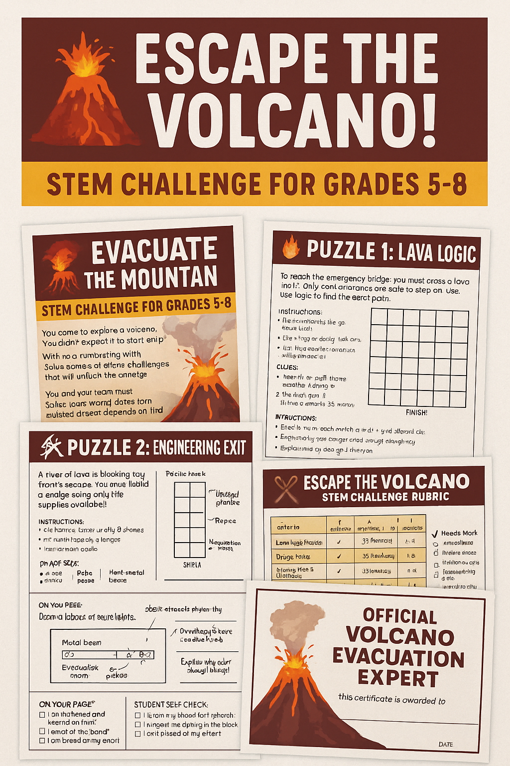 Volcano Escape STEM Game | End-of-Year Activity 5–8