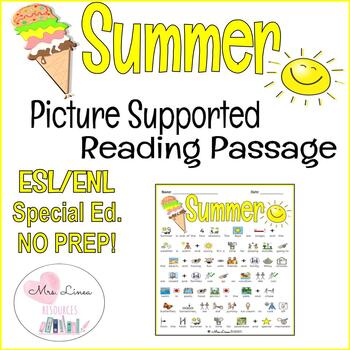 SUMMER - Picture Supported Reading Passage ESL/Special Education