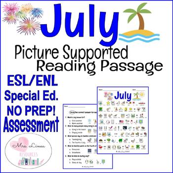 July- Picture Supported Reading Passage ESL/Special Ed (Copy)