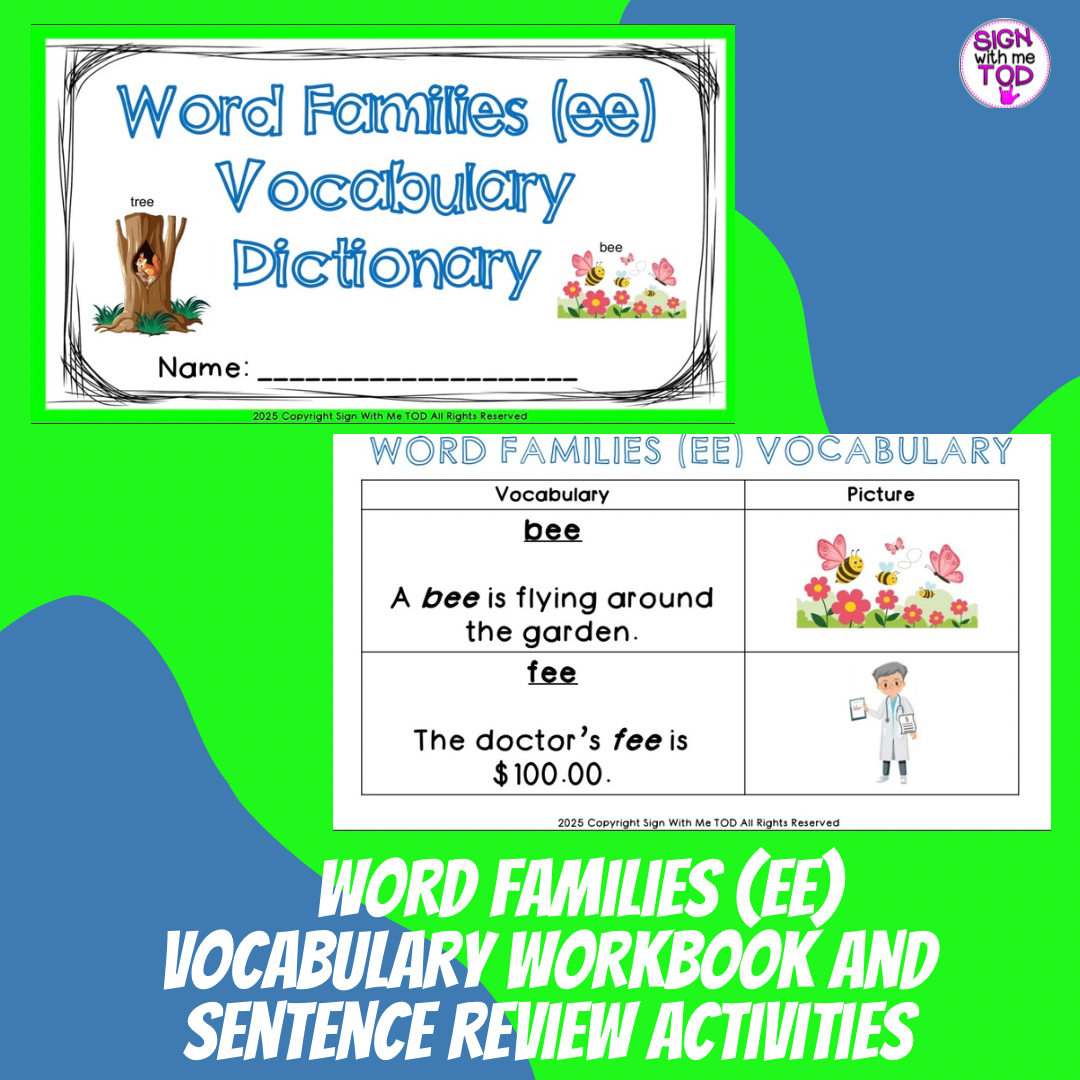Word Families (ee) Vocabulary Workbook and Sentence Review