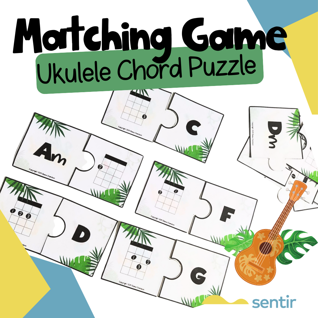 Ukulele Chord Puzzle Game –Printable Matching Activity for Music Centers & Chord