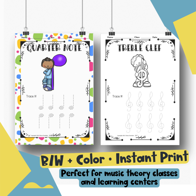 Practice Drawing Notes Trace & Draw Music Notes: 34 Pages of Notes, Rests & Clefs (B/W & Color ...