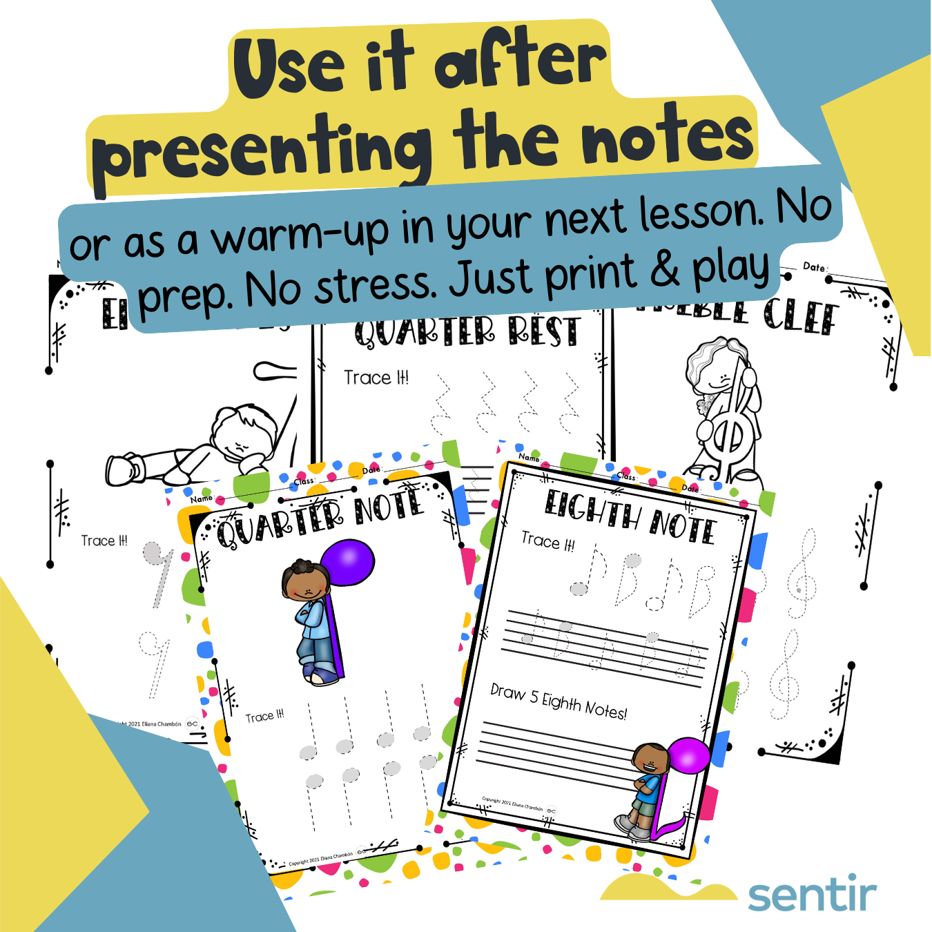 Trace Rest Note Worksheet Trace & Draw Music Notes: 34 Pages of Notes, Rests & Clefs (B/W & Color ...