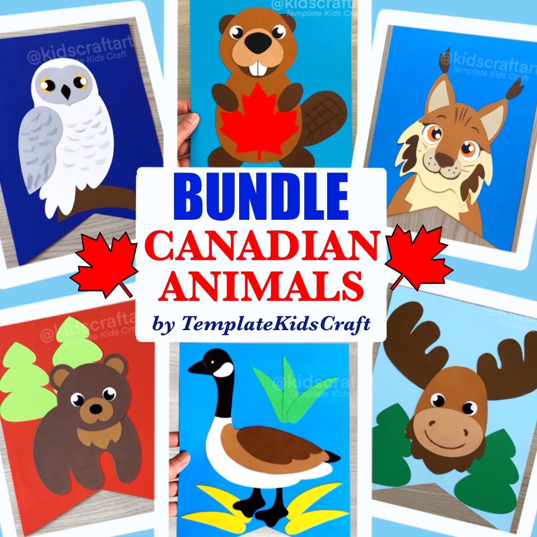 BUNDLE Canadian Animals Crafts Wildlife Forest Canada Day National Symbols Maple Beaver Snow Owl