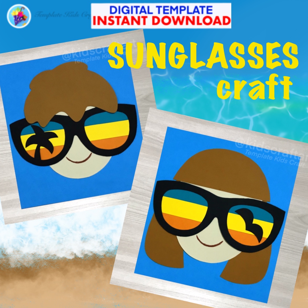 Sunglasses Craft End of Year Summer Beach Day Decor Activity Vacation Hawaii Art