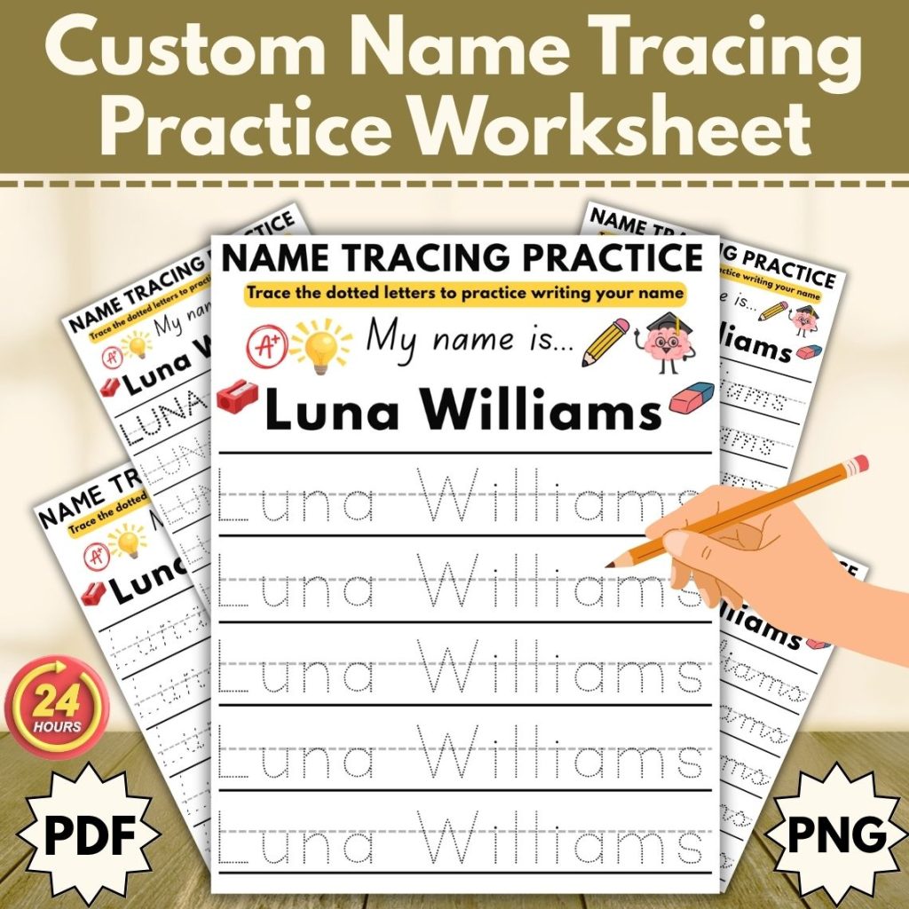 Custom Name Tracing Worksheet Printable | Editable Preschool Name ...